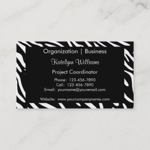 Trendy Black and White Zebra Print Business Cards