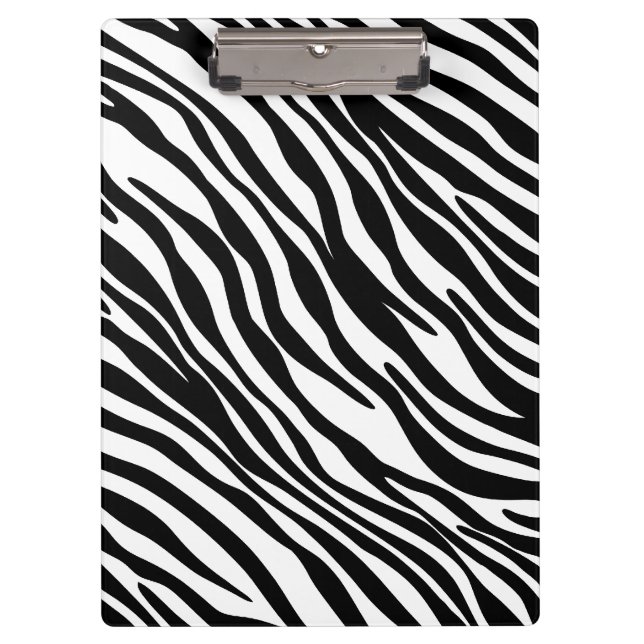 Trendy Black and White Zebra Print Clipboard (Front)
