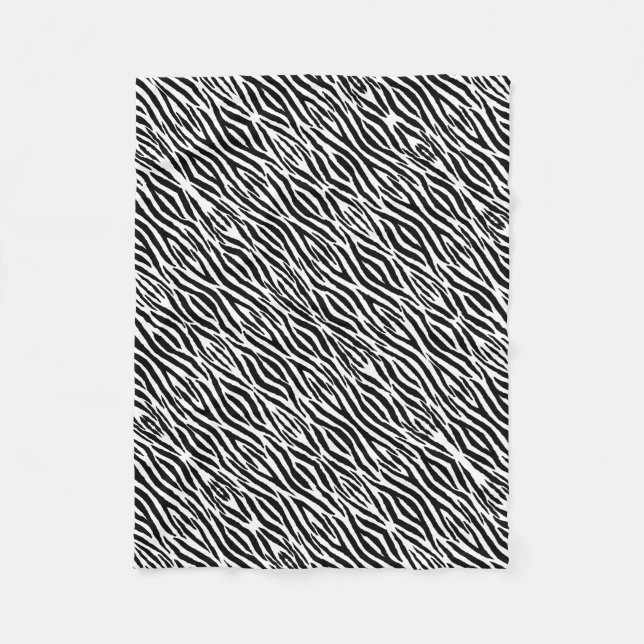 Trendy Black and White Zebra Stripes Animal Print Fleece Blanket (Front)