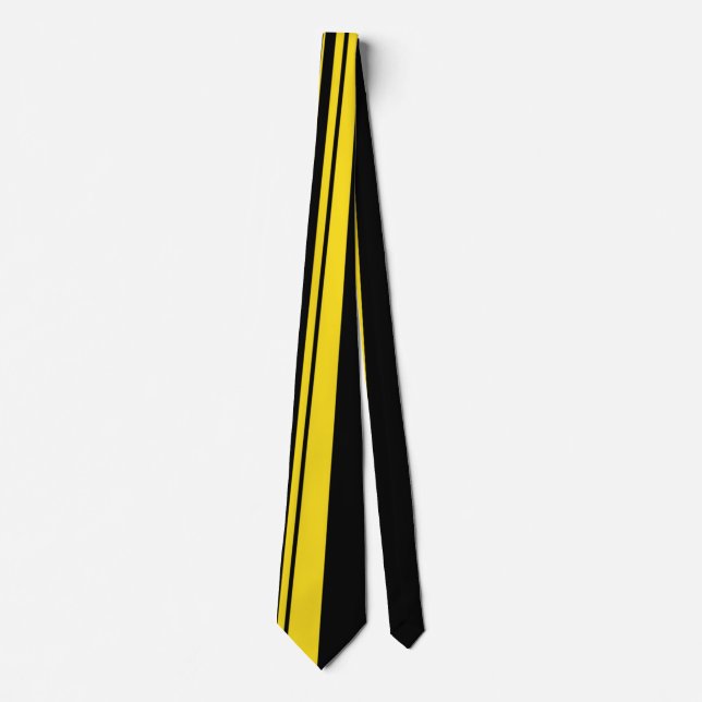 Trendy black and yellow vertical striped tie (Front)