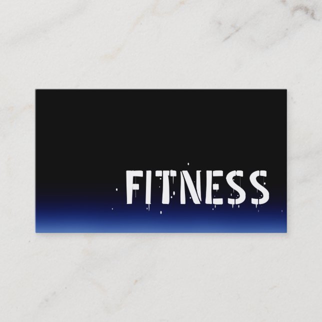 Trendy Black Blue Fitness Sport Business Card (Front)