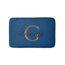 Trendy Black Blue Gold Stylish Monogram