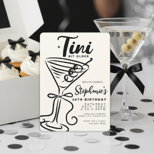 Trendy Black Bow Tini Bit Older 30th Birthday Invitation