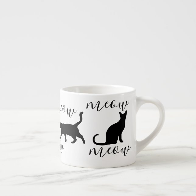 Trendy Black Cats Meow Script Espresso Cup (Right)