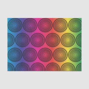 Trendy Black Circles on Rainbow Background Pattern Tissue Paper
