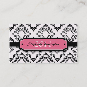 Trendy black damask graduation custom name card