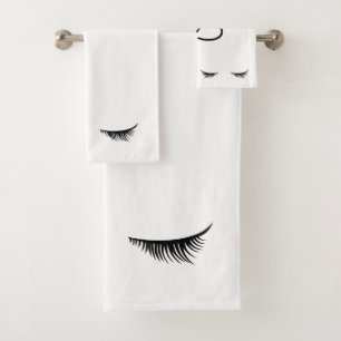 Trendy Black Eyelashes Silhouette Bath Towel Set