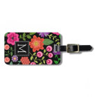 Trendy Black Floral Pattern with Custom Monogram