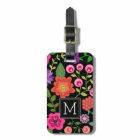 Trendy Black Floral Pattern with Custom Monogram