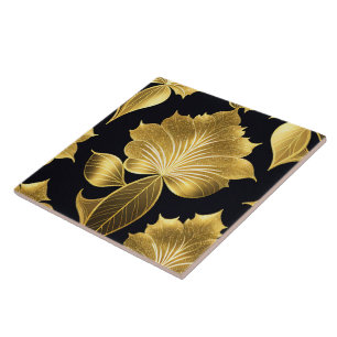 Trendy Black Gold Art Deco Collection Ceramic Tile