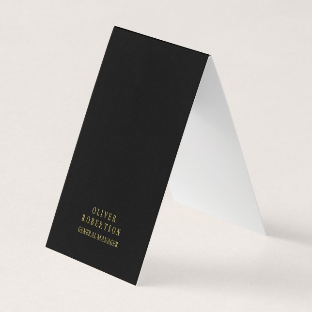 Trendy Black Gold Creative Unique Simple Plain Business Card (Front)