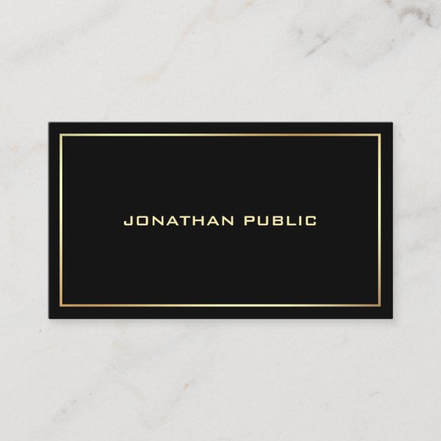 Trendy Black Gold Professional Modern Elegant Business Card (Front)