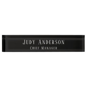 Trendy Black Grey Professional Plain Serif Font Nameplate