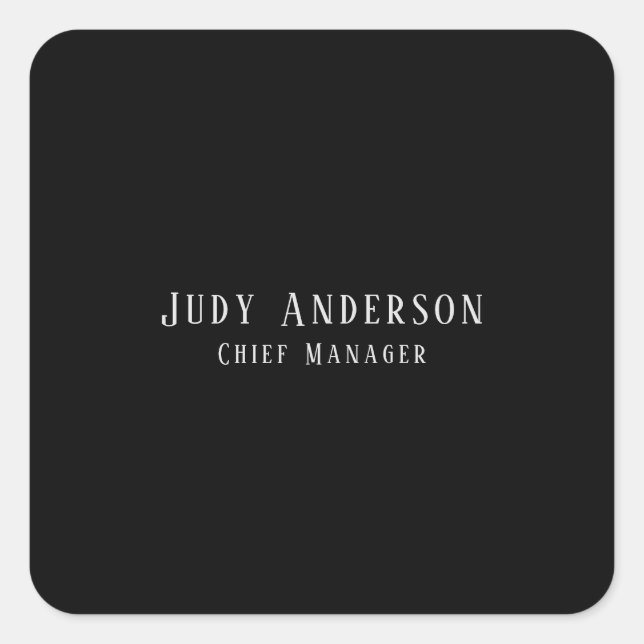 Trendy Black Grey Professional Plain Serif Font Square Sticker (Front)
