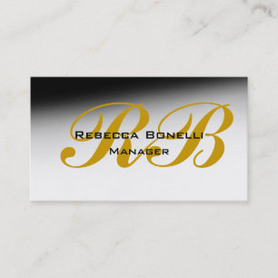 Trendy Black Grey Yellow Monogram Business Card