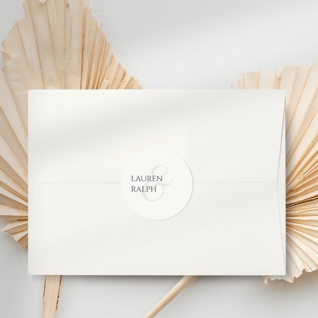 Trendy Black & Ivory Script Wedding  Classic Round Sticker (Creator Uploaded)