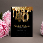 Trendy Black Liquid Gold Drip 40th Birthday Invitation<br><div class="desc">Celebrate and impress your guests with these trendy liquid gold drips inspired 40th birthday invitations! Customise with your own details.</div>