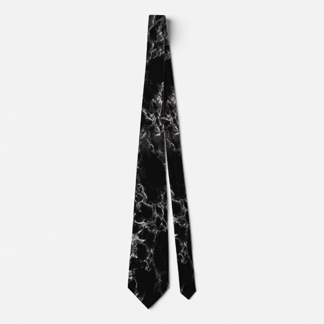 Trendy Black Marble Stone - For Him Tie (Front)