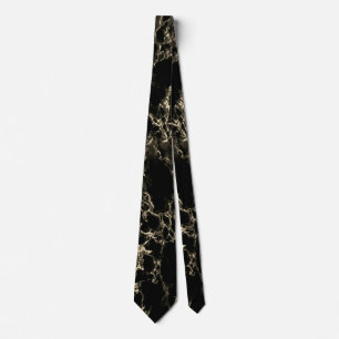 Trendy Black Marble Stone - Gold and Black Tie