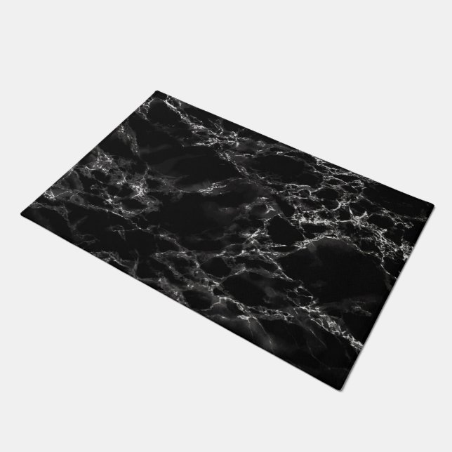 Trendy Black Marble Stone - Modern - Doormat (Angled)