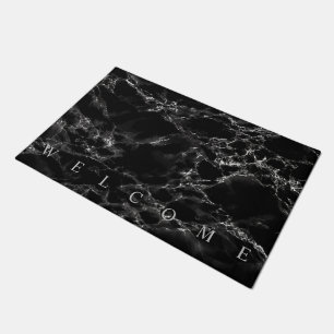 Trendy Black Marble Stone - Welcome Doormat