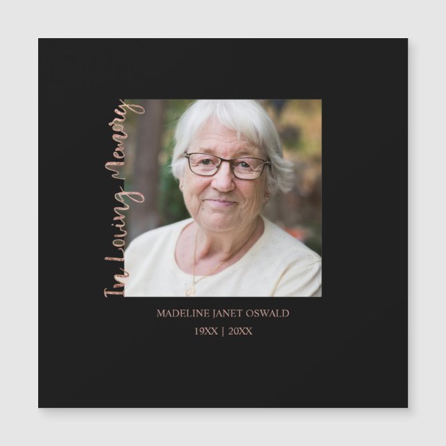 Trendy Black Minimalist Custom Photo Remembrance (Front)