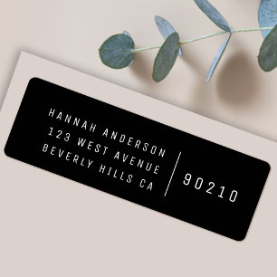 Trendy Black   Minimalist Modern Return Address Label