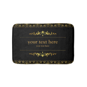 Trendy Black Minimalist Monogrammed Bath Mat