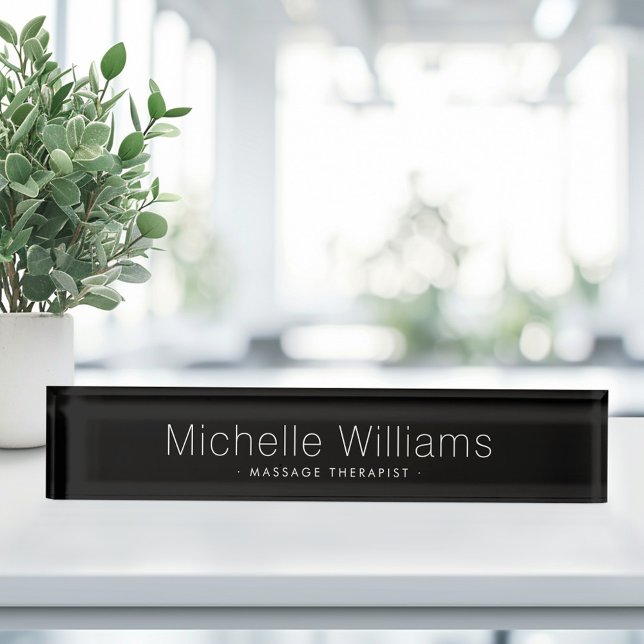 Trendy black modern minimal nameplate (Trendy black modern minimal desk name plate)