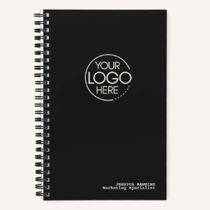Trendy Black Noir Modern Logo Notebook