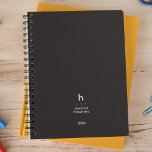 Trendy Black Noir Modern Monogram Weekly Planner<br><div class="desc">Trendy simple personal stationery 2024 annual planner featuring a modern monogram. Modern rounded sans serif typography gives an elegant casual feel. Bold modern background colour on covers. Annual planner (12 months) with open monthly overviews and weekly planning sheets. Contact for assistance in personalising.</div>