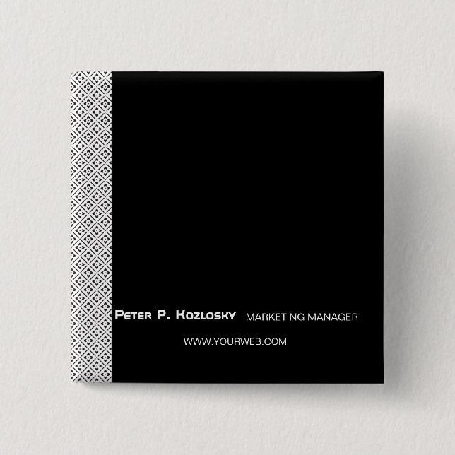 Trendy  Black Pattern Professional Occupation 15 Cm Square Badge (Front)