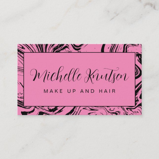Trendy Black Pink Gold Makeup Artist Hair Salon Business Card (Front)