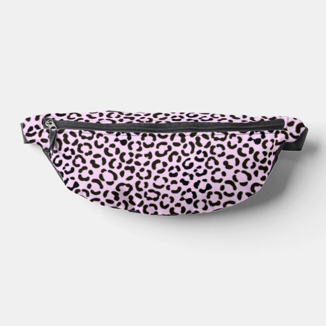 Trendy Black & Pink Leopard Fur Effect Rpt Pattern Bum Bags (Lay Down)