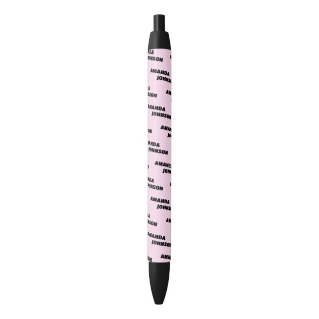 Trendy Black Pink Monogram Script Name Pattern  Ink Pen (Front Vertical)