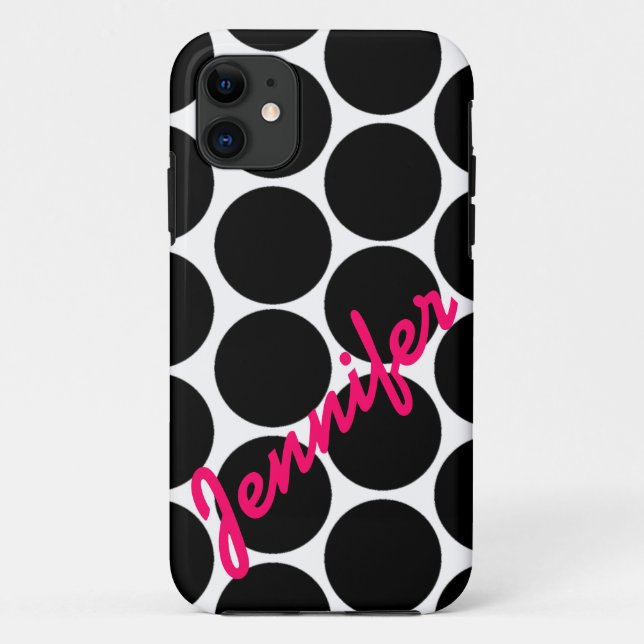 Trendy Black Polka Dot Pattern iPhone 5 Case (Back)