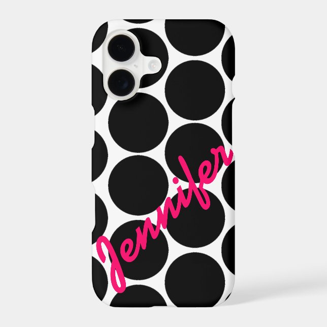 Trendy Black Polka Dot Pattern iPhone 7 case (Back)