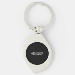 Trendy Black Professional Plain Modern Elegant Key Ring