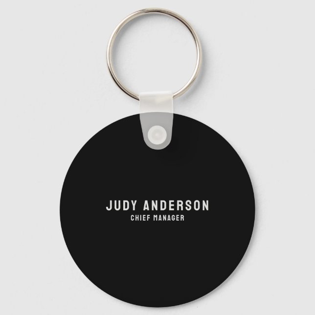 Trendy Black Professional Plain Modern Elegant Key Ring (Front)
