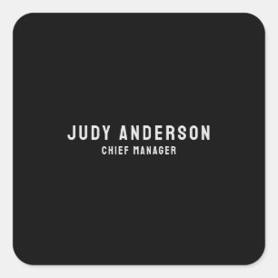 Trendy Black Professional Plain Modern Elegant Square Sticker