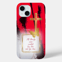 Trendy Black Red and White Gold Cross Butterfly