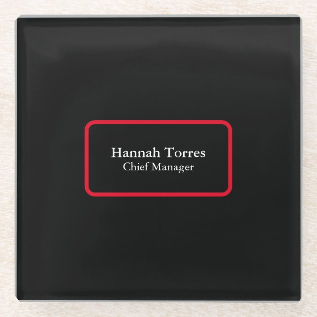 Trendy Black & Red Plain Creative Modern Glass Coaster (Front)