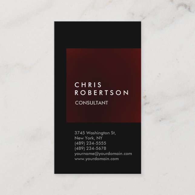 Trendy Black Red Stripe Consultant Business Card (Front)