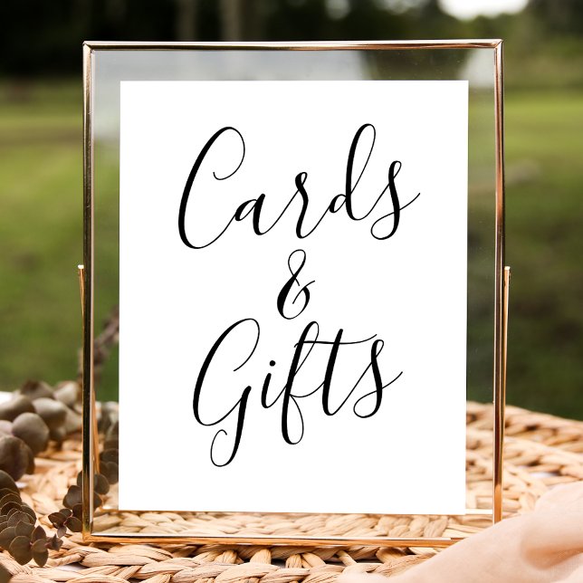 Trendy Black Script Wedding Cards and Gifts Sign (Creator Uploaded)