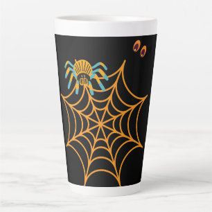 trendy black spider web latte mug