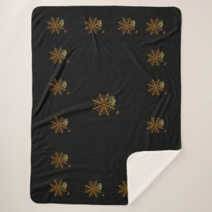 trendy black spider web Sherpa blanket