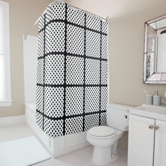 TRENDY BLACK SQUARE  SHOWER CURTAIN (In Situ)
