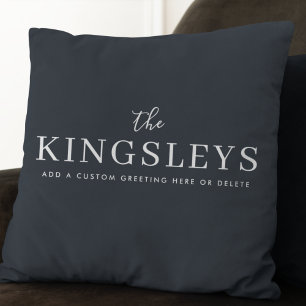 Trendy Black Stylish Modern Bold Typograhy Name Cushion