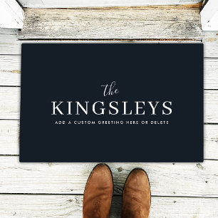 Trendy Black Stylish Modern Bold Typograhy Name Doormat