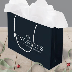Trendy Black Stylish Modern Bold Typograhy Name Large Gift Bag
